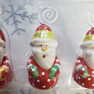 Cute Mini Ceramic Christmas Santa Claus Place Card Holders 2" New with Cards